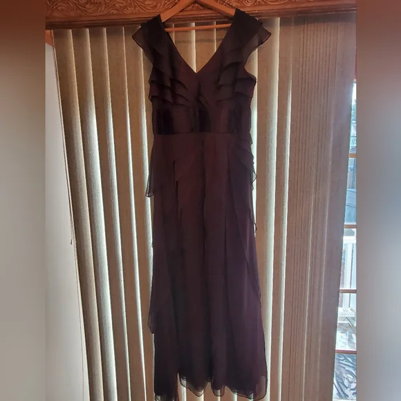 Adrianna Papell  Petal Chiffon  Brown  Evening Dress. Like New! 14 Petite. - Picture 4 of 10